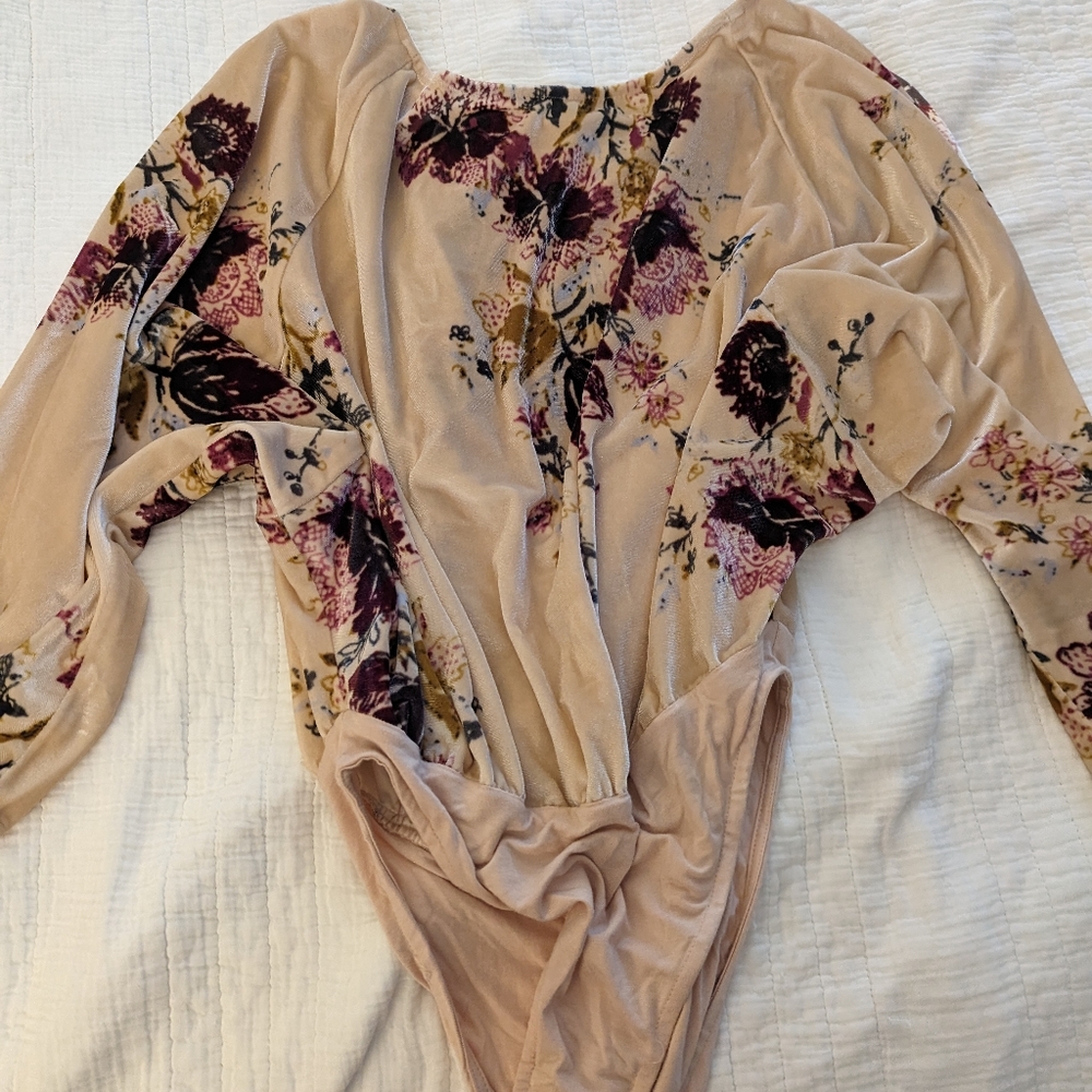 Free People velvet slouchy body suit M